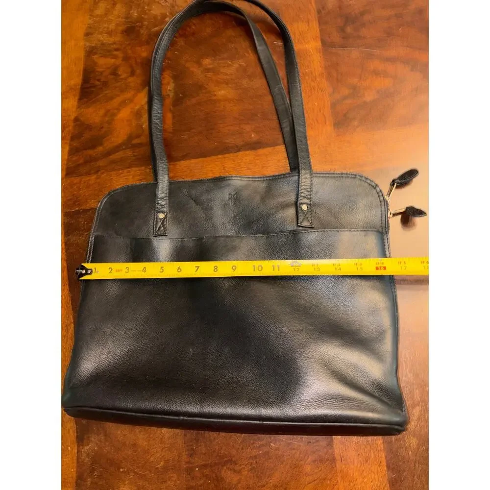 Vintage Frye Black Leather Tote Bag Laptop Work Purse